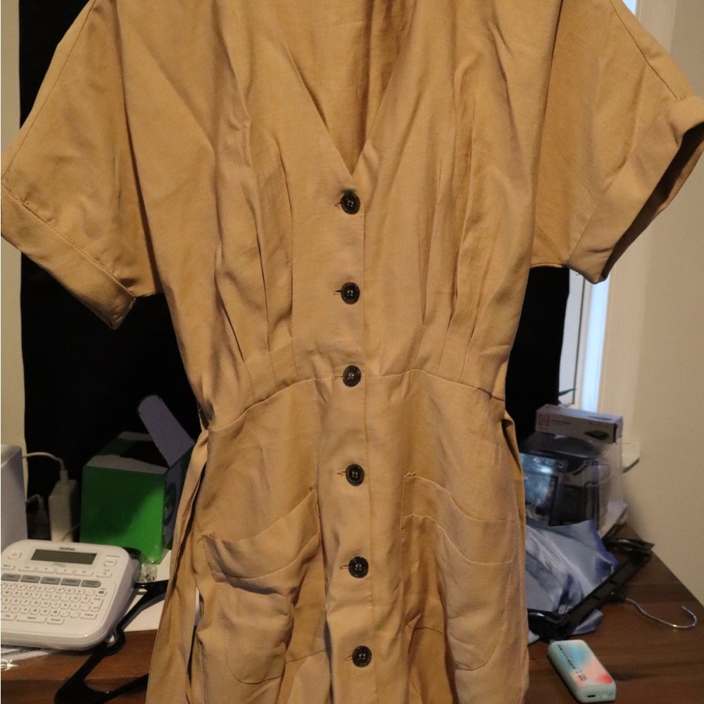 Zara Tan Button-Up Dress